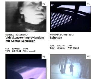 Screenshot mit Videos des Künstlers Conrad Schnitzler im IMAI Online-Katalog