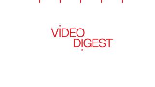 Brochure cover of "Video Digest" in red lettering with five small red dashes at the top of the image