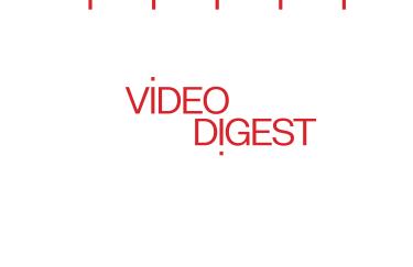 Brochure cover of "Video Digest" in red lettering with five small red dashes at the top of the image
